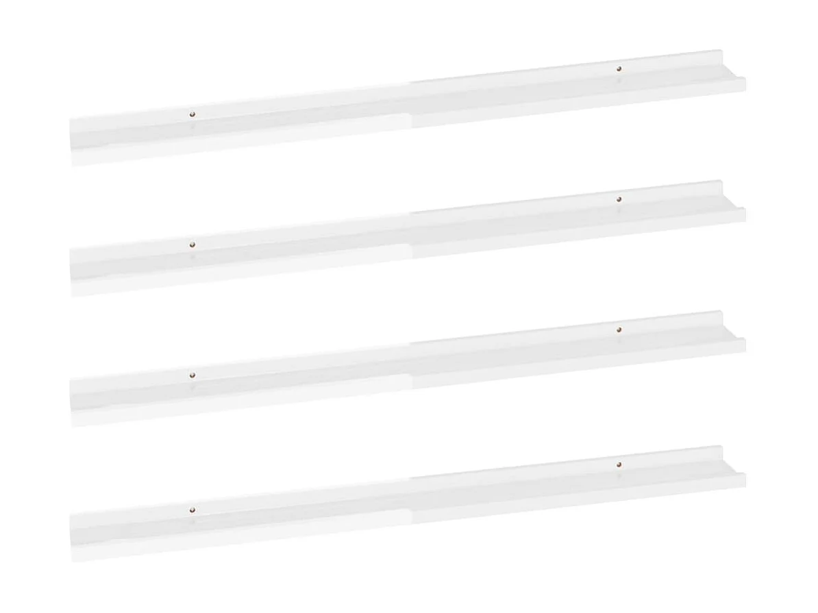 Étagères murales 4 pcs Blanc brillant 100x9x3