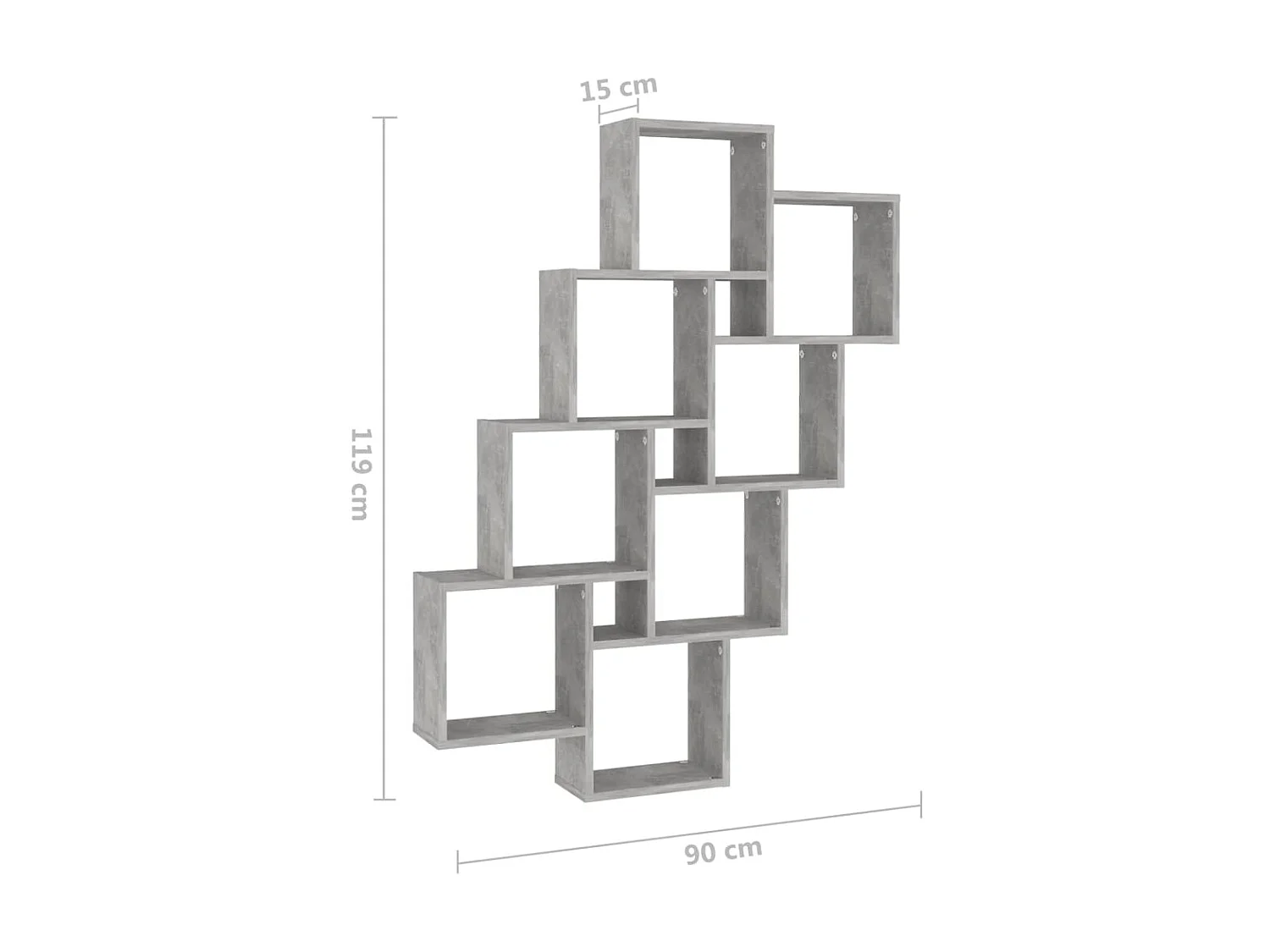 Étagère cube murale Gris béton 90x15x119