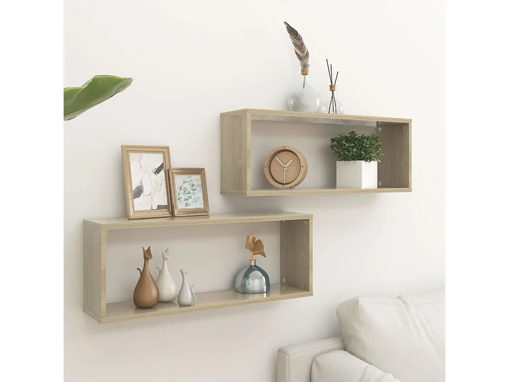 Étagères cube murales 2 pcs Chêne sonoma 60x15x23