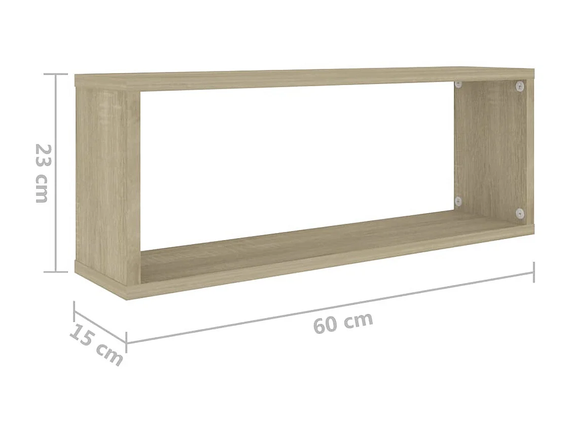 Étagères cube murales 2 pcs Chêne sonoma 60x15x23