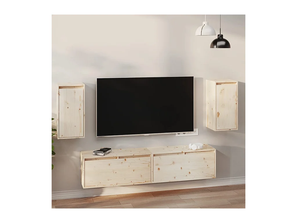 Armoires murales 2 pcs 30x30x60 Bois de pin massif