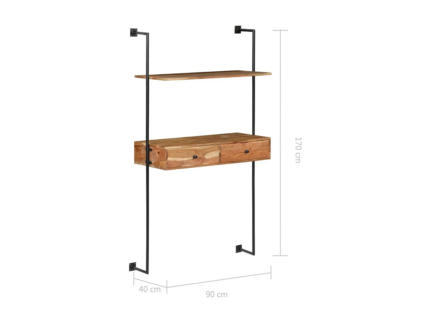 Bureau mural 90x40x170 Bois d'acacia solide