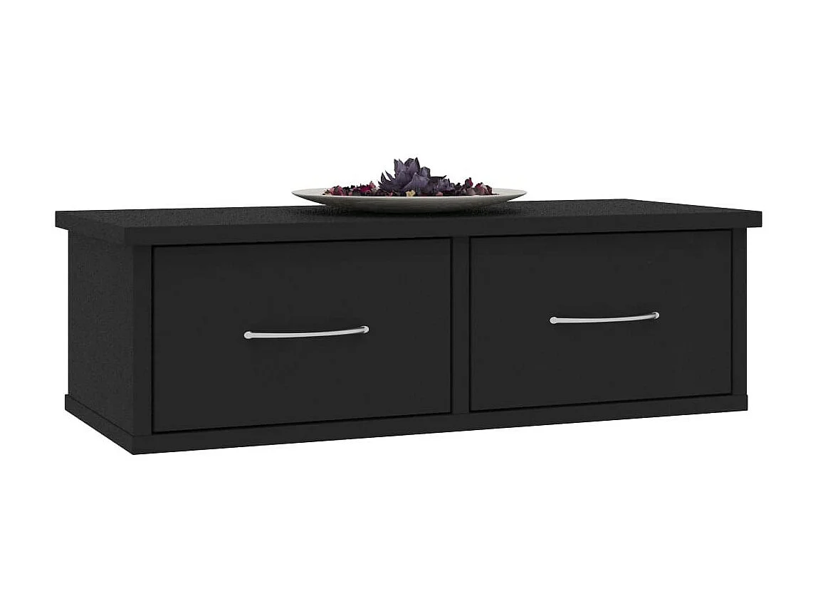 Étagère murale avec tiroirs Noir 60x26x18,5