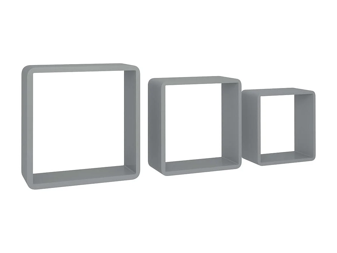 Étagères murales sous forme de cube 3 pcs Gris MDF 2