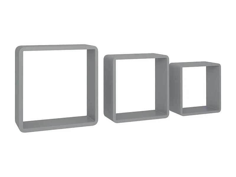 Étagères murales sous forme de cube 3 pcs Gris MDF 2
