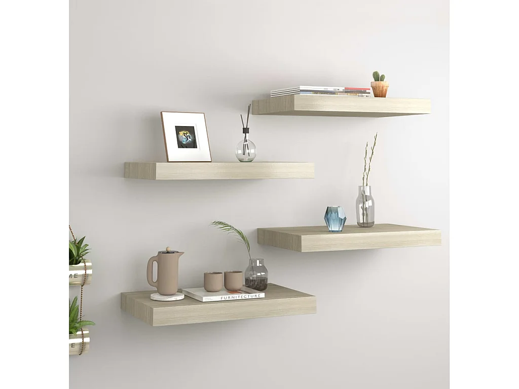 Étagères murales flottantes 4 pcs Chêne 40x23x3,8 MDF