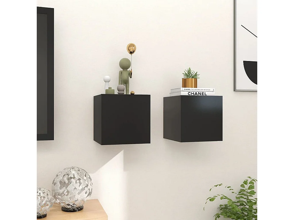 Étagère murale 2 pcs Noir 30,5x30x30