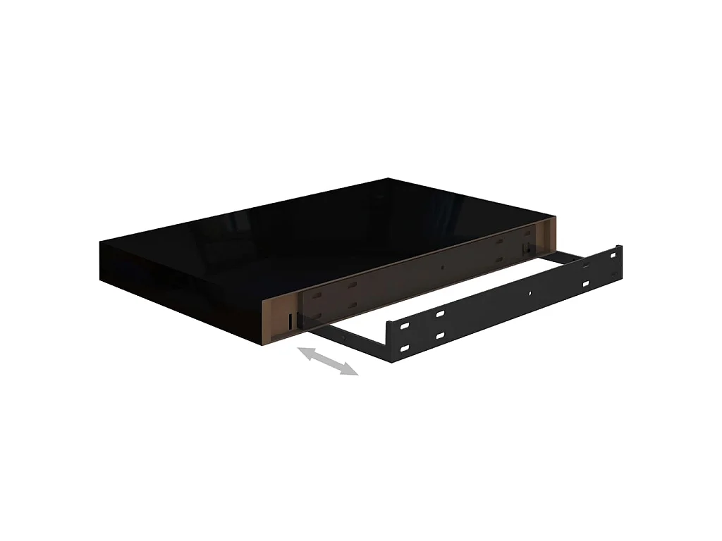 Étagère murale flottante 4 pcs Noir brillant 40x23x3,8 MDF