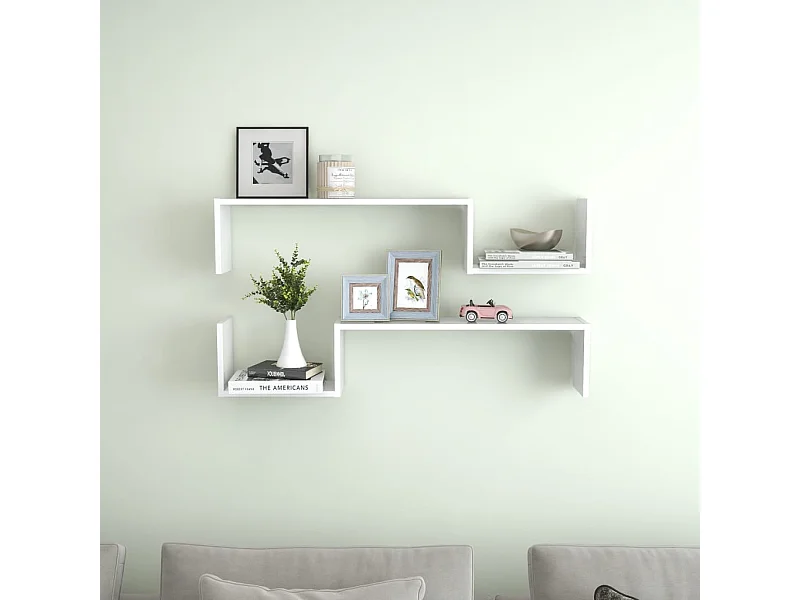 Étagères murales 2 pcs Blanc brillant 100x15x20