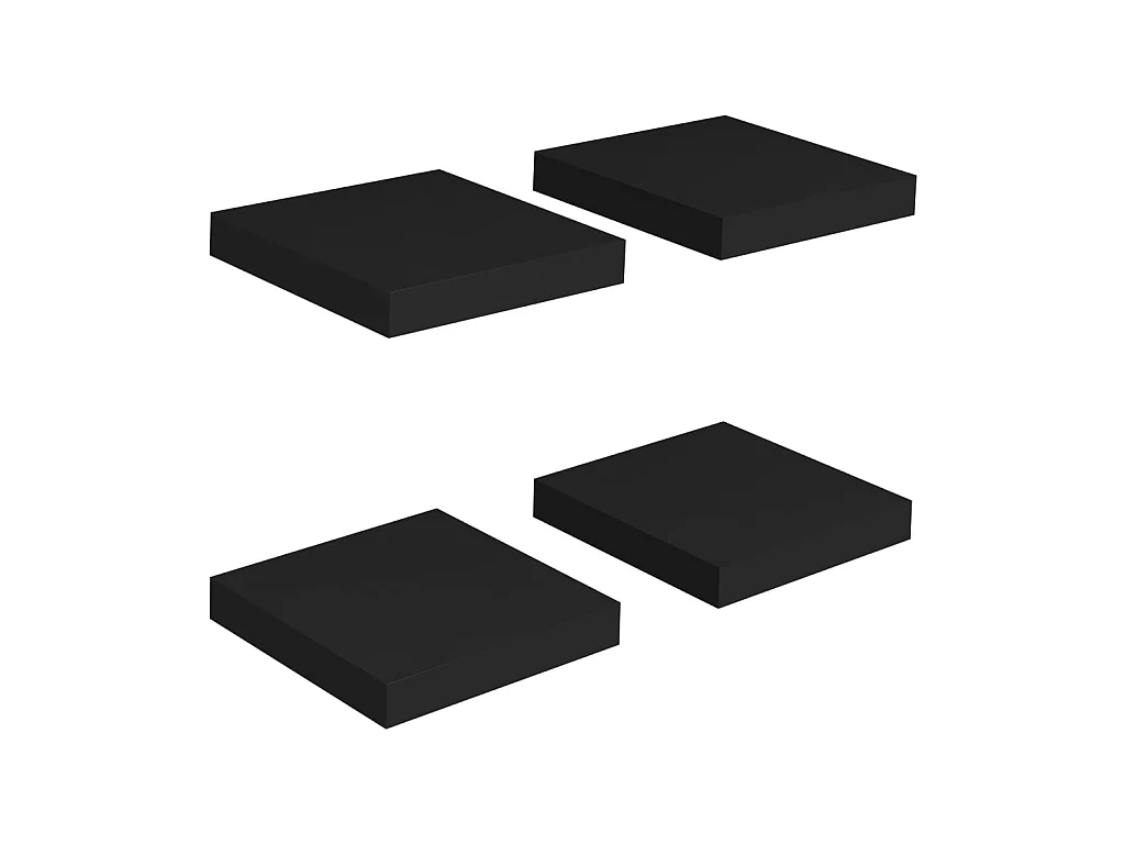 Étagères murales flottantes 4 pcs Noir 23x23,5x3,8 MDF