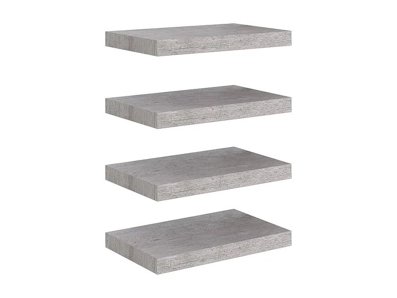 Étagères murales flottantes 4 pcs Gris béton 40x23x3,8 MDF