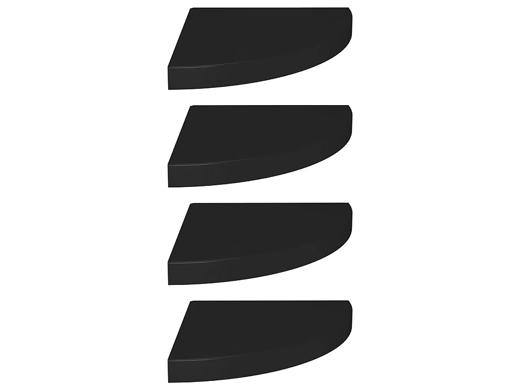 Étagères d'angle flottantes 4 pcs Noir 35x35x3,8 MDF