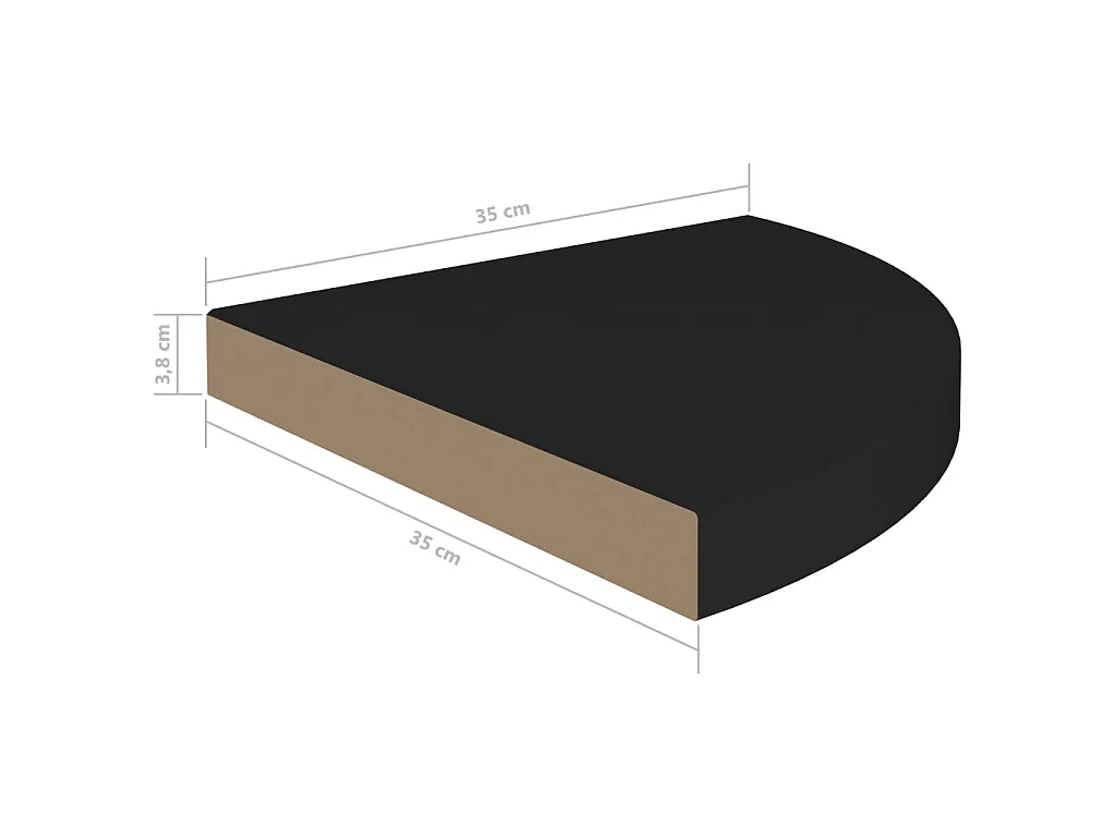 Étagères d'angle flottantes 4 pcs Noir 35x35x3,8 MDF