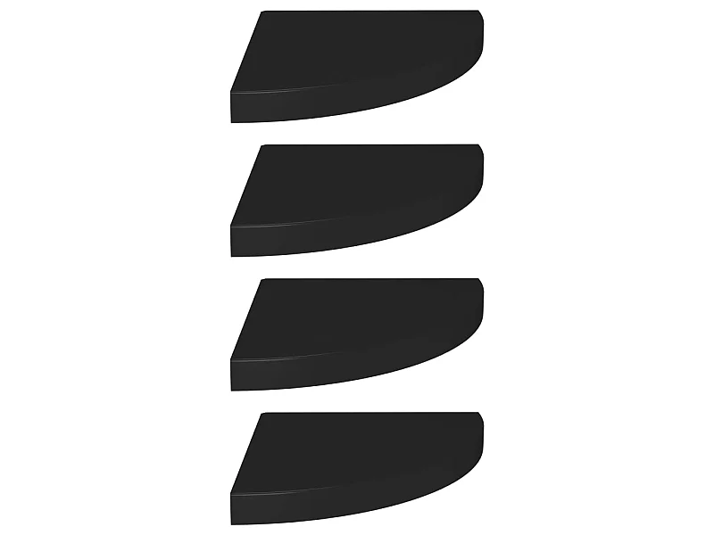 Étagères d'angle flottantes 4 pcs Noir 35x35x3,8 MDF