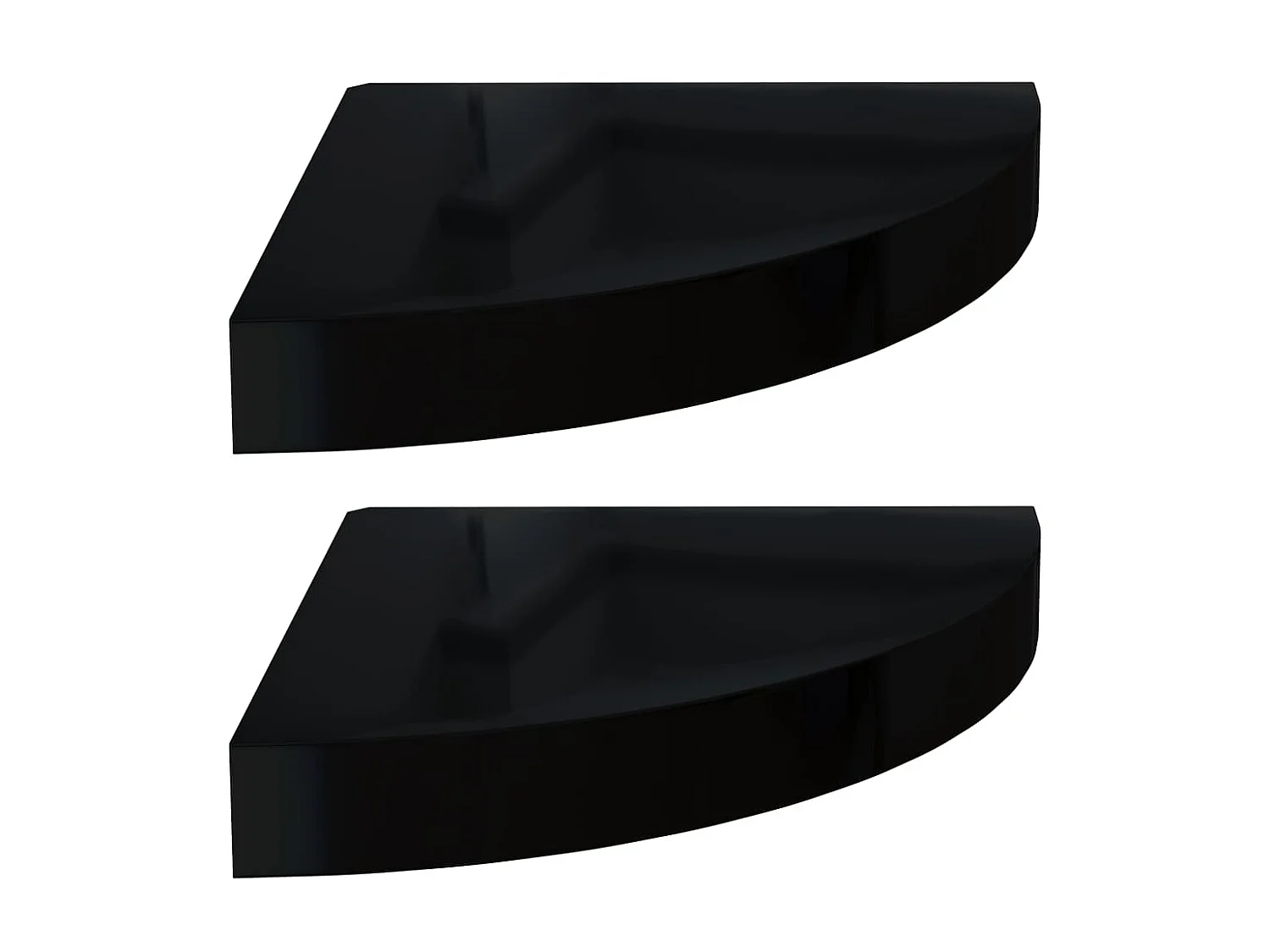 Étagères d'angle flottantes 2 pcs Noir brillant 25x25x3,8 MDF