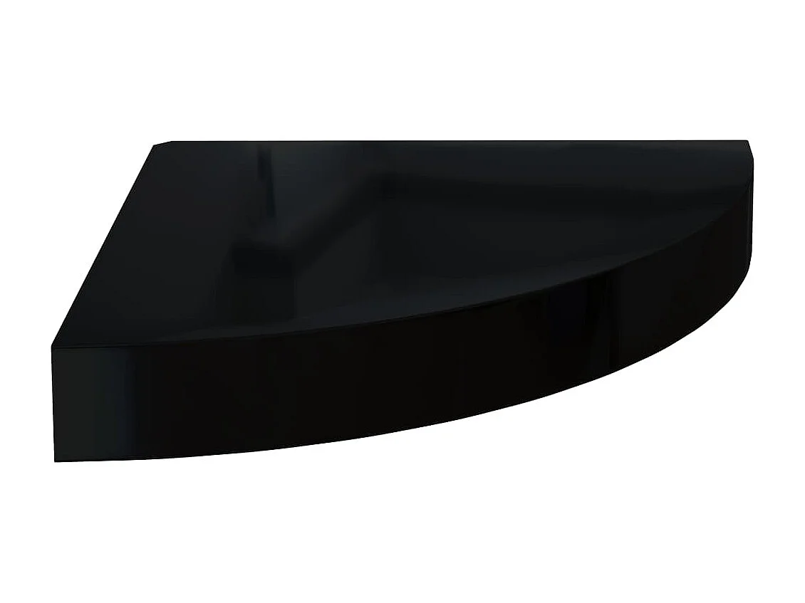 Étagères d'angle flottantes 2 pcs Noir brillant 25x25x3,8 MDF