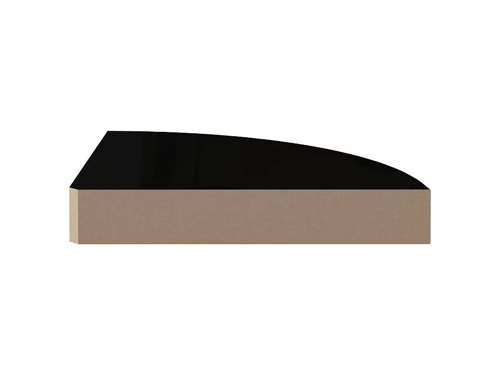 Étagères d'angle flottantes 2 pcs Noir brillant 25x25x3,8 MDF