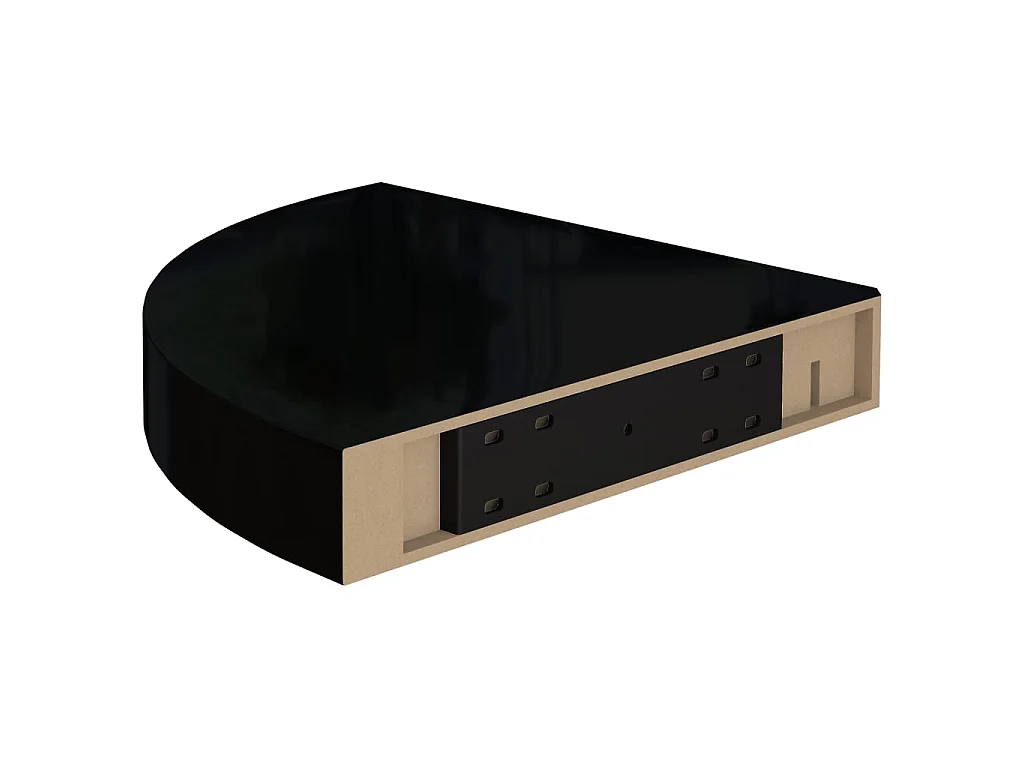 Étagères d'angle flottantes 2 pcs Noir brillant 25x25x3,8 MDF