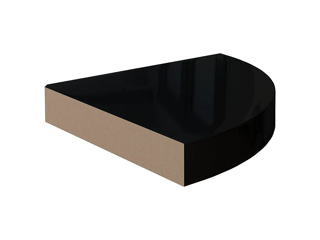 Étagères d'angle flottantes 2 pcs Noir brillant 25x25x3,8 MDF