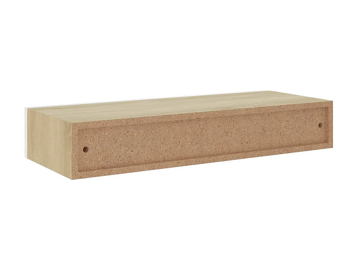 Étagère à tiroir murale Chêne et blanc 60x23,5x10 MDF