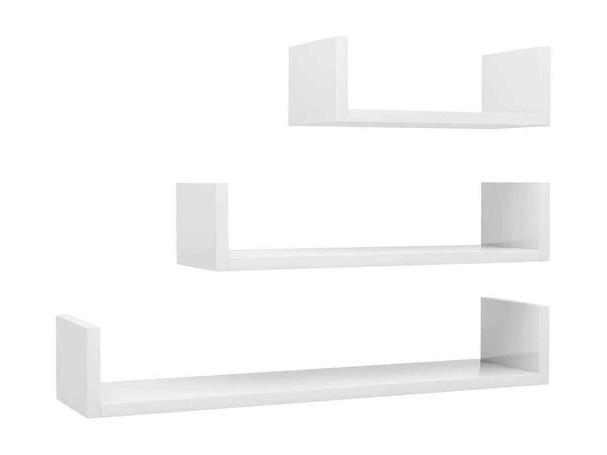 Étagères murales 3 pcs Blanc brillant
