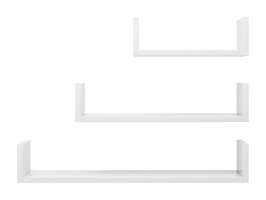 Étagères murales 3 pcs Blanc brillant