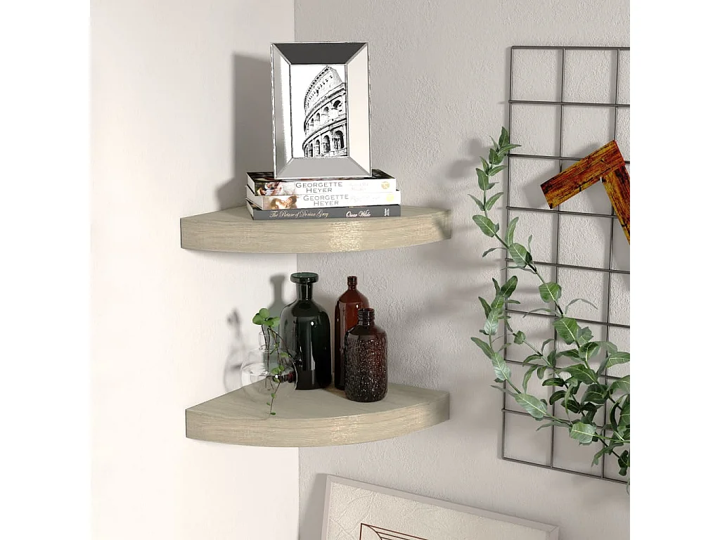 Étagères d'angle flottantes 2 pcs Chêne 25x25x3,8 MDF