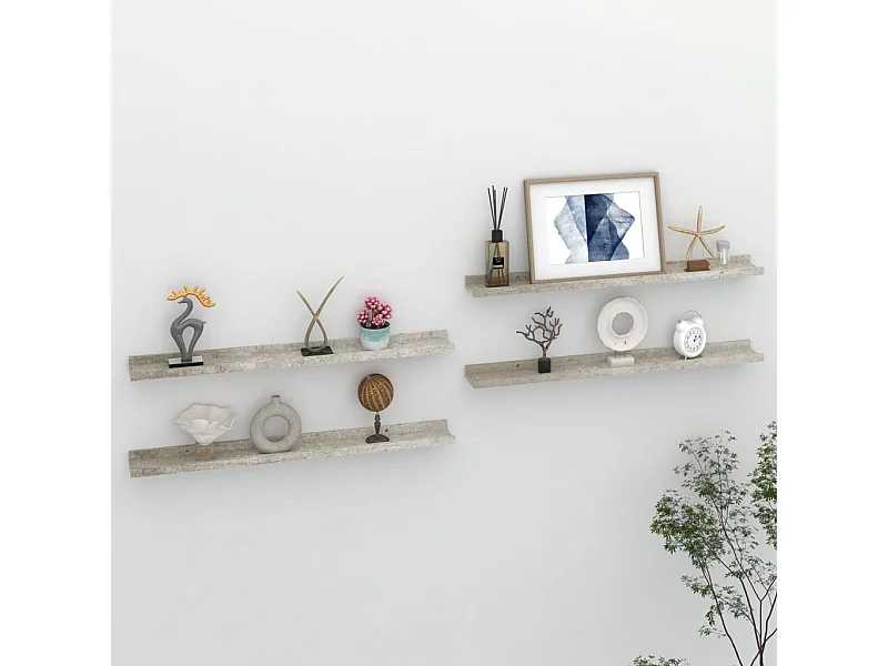 Étagères murales 4 pcs Gris béton 80x9x3