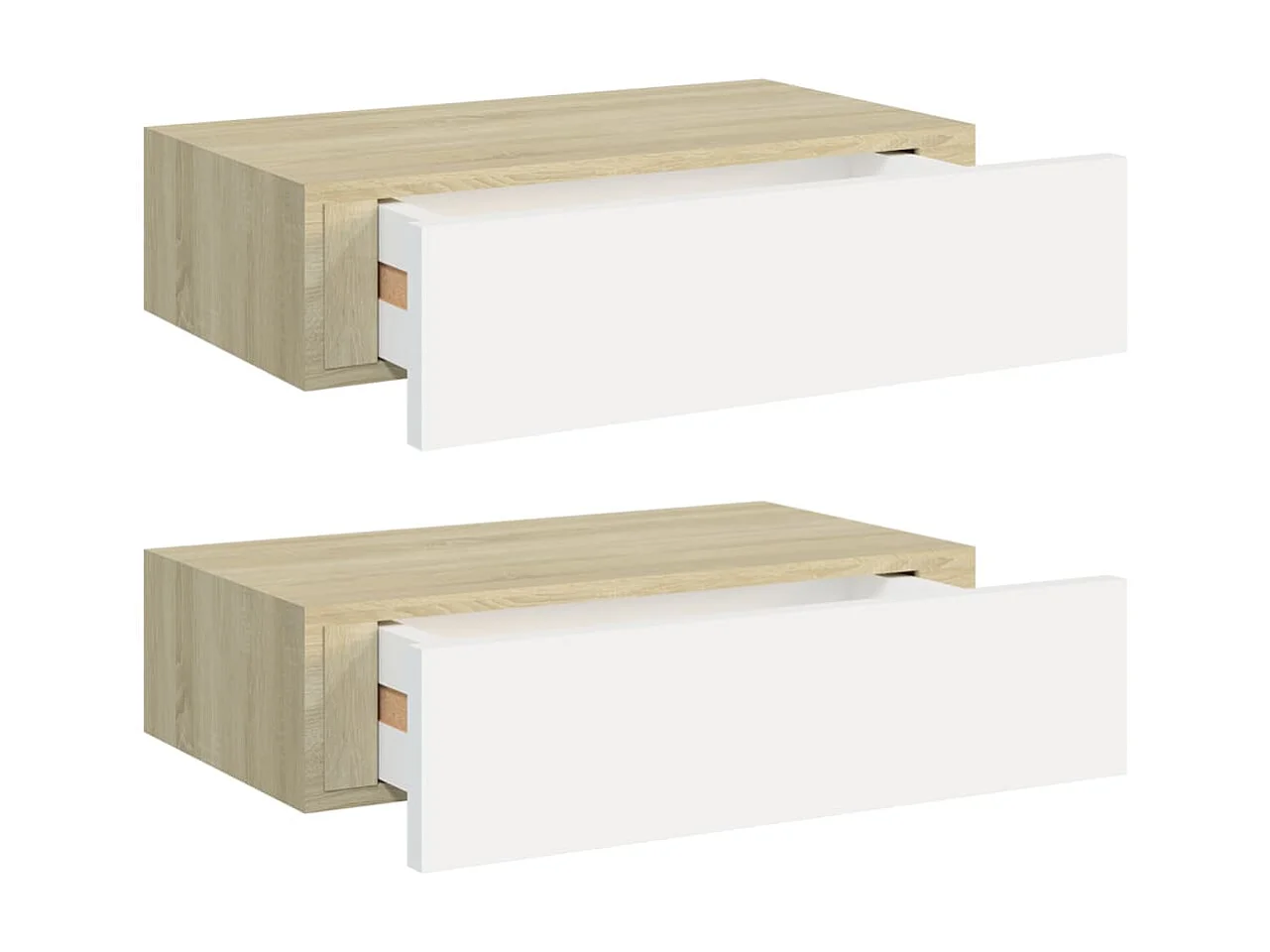 Étagères à tiroir murales 2 pcs Chêne et blanc 40x23,5x10 MDF