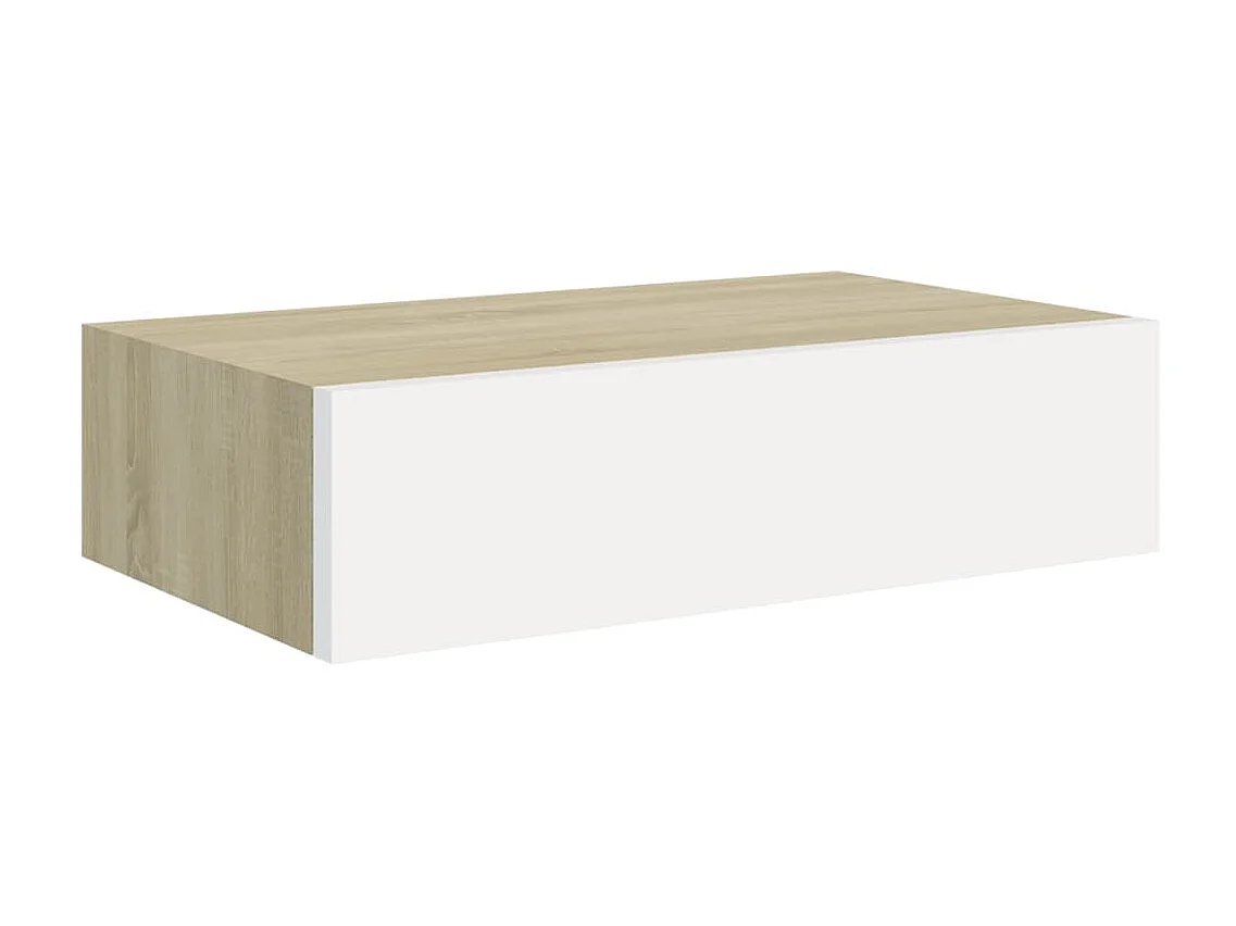 Étagères à tiroir murales 2 pcs Chêne et blanc 40x23,5x10 MDF