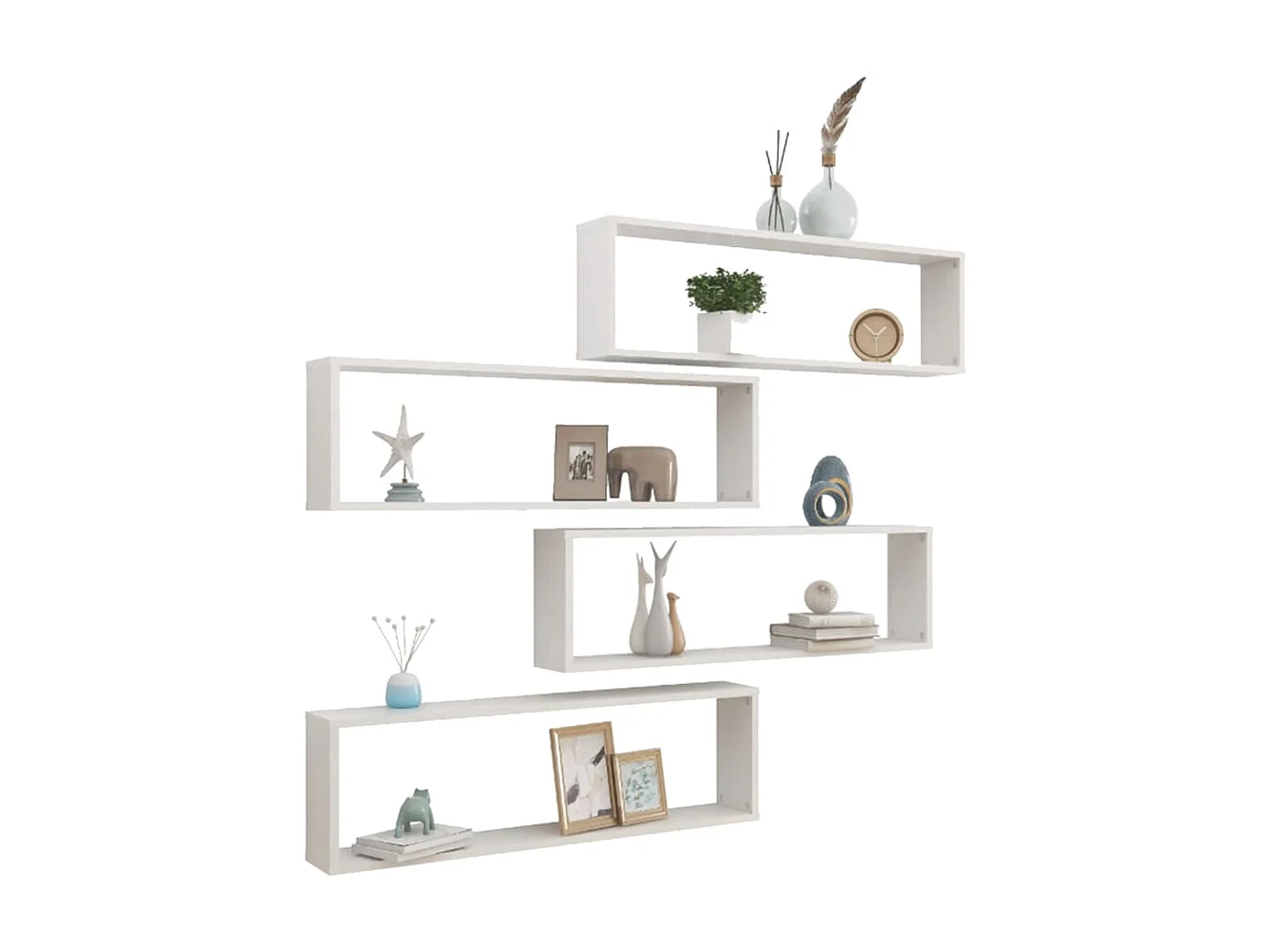 Étagères cube murales 4pcs Blanc brillant 100x15x30