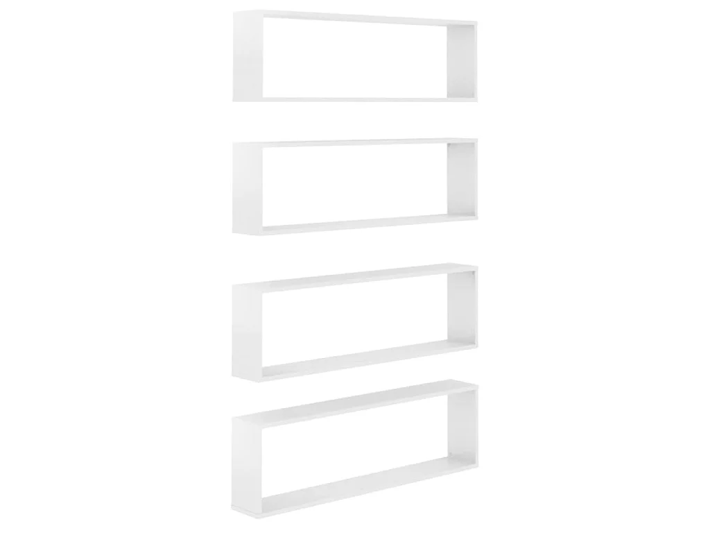 Étagères cube murales 4pcs Blanc brillant 100x15x30