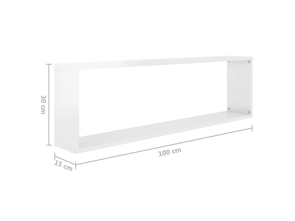Étagères cube murales 4pcs Blanc brillant 100x15x30