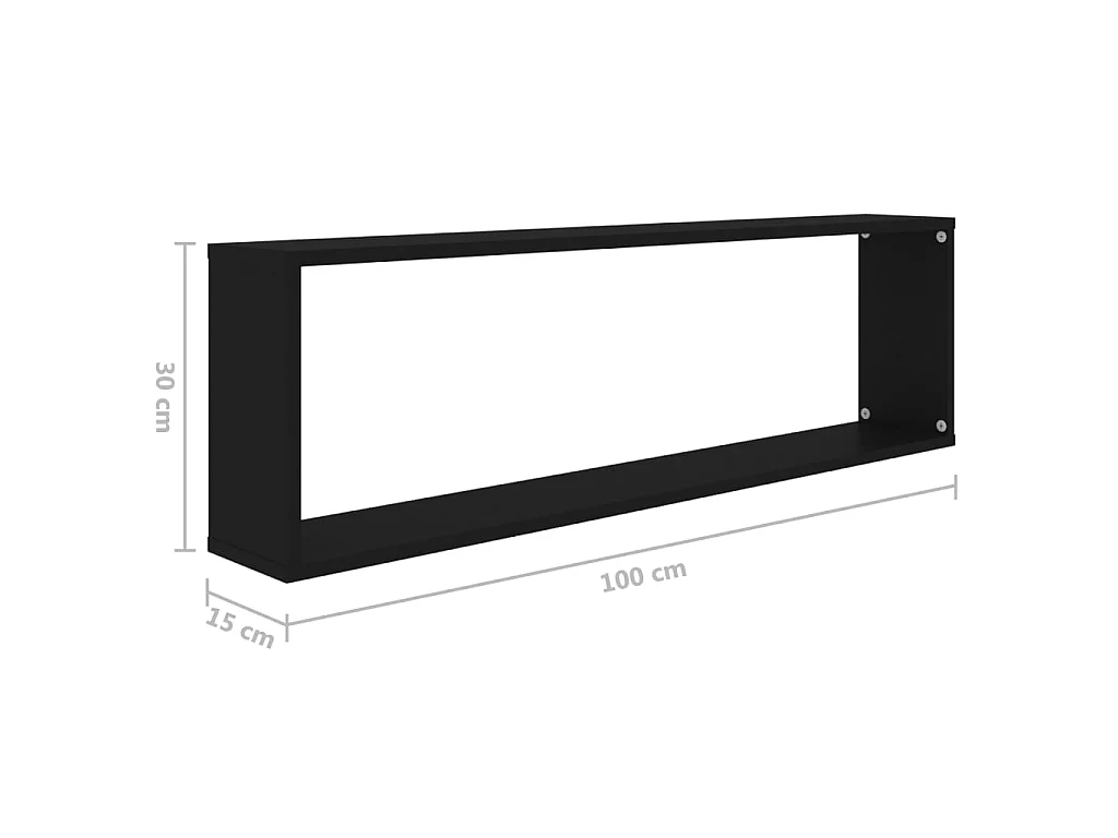 Étagères cube murales 2 pcs Noir 100x15x30