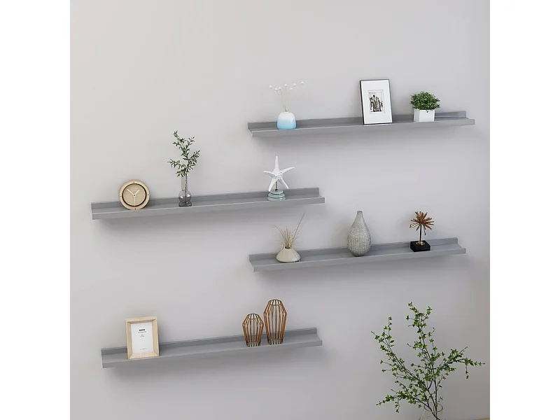 Étagères murales 4 pcs Gris 80x9x3
