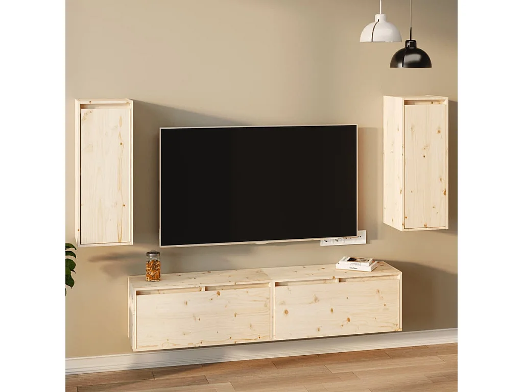 Armoires murales 2 pcs 30x30x80 Bois de pin massif