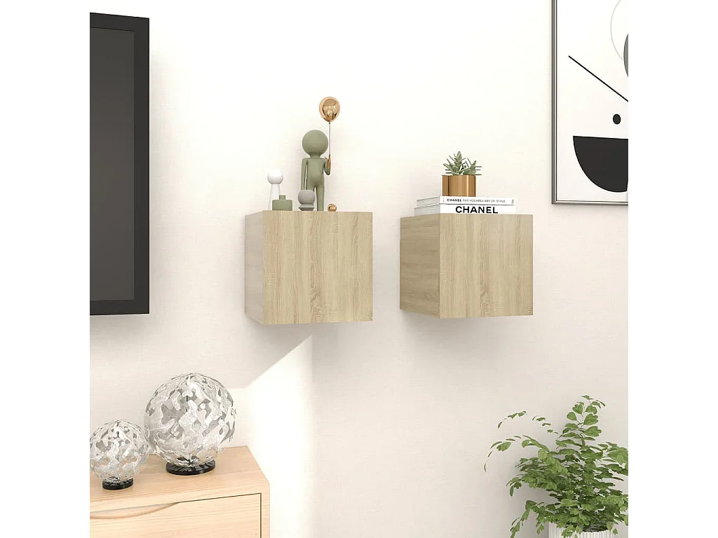 Étagère murale 2 pcs Chêne sonoma 30,5x30x30