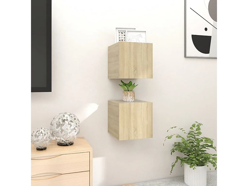 Étagère murale 2 pcs Chêne sonoma 30,5x30x30