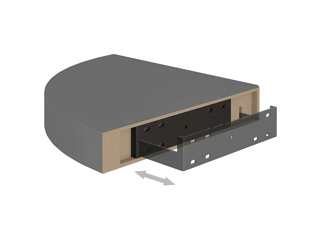 Étagère d'angle flottante Gris brillant 25x25x3,8 MDF