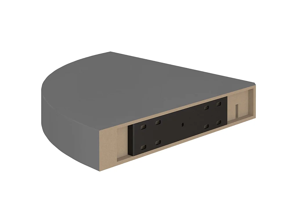 Étagère d'angle flottante Gris brillant 25x25x3,8 MDF