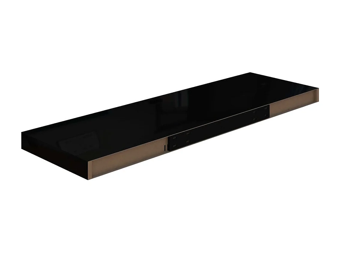 Étagère murale flottante Noir brillant 80x23,5x3,8 MDF