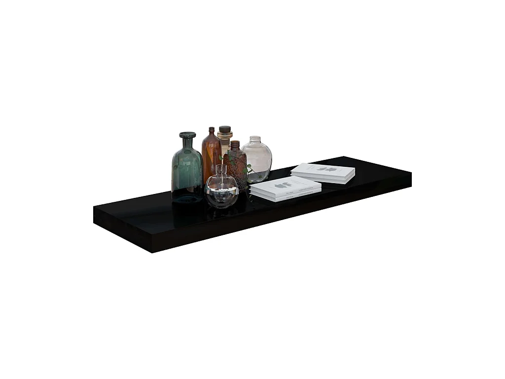 Étagère murale flottante Noir brillant 80x23,5x3,8 MDF