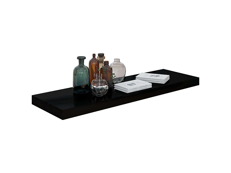 Étagère murale flottante Noir brillant 80x23,5x3,8 MDF