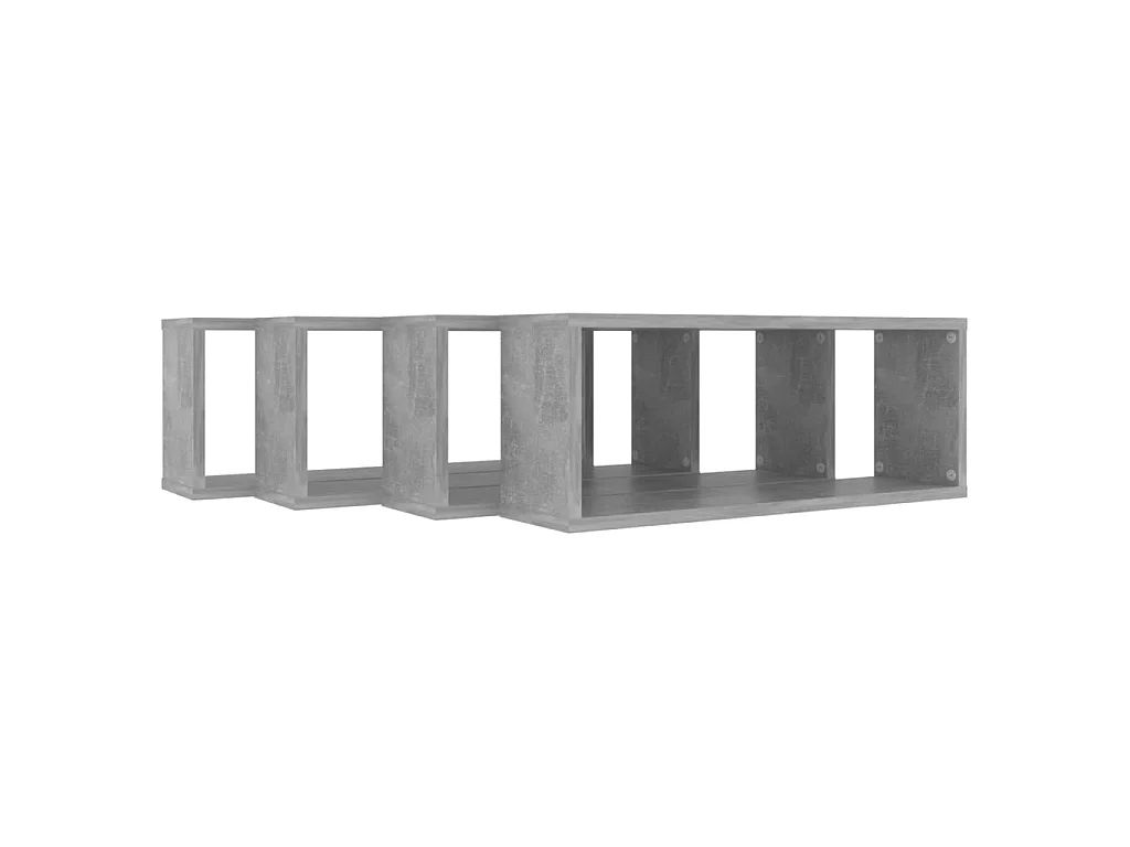 Étagères cube murales 4 pcs Gris béton 60x15x23
