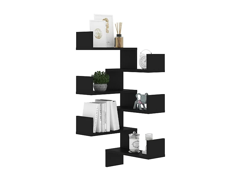 Étagère murale d'angle 2 pcs Noir 40x40x50