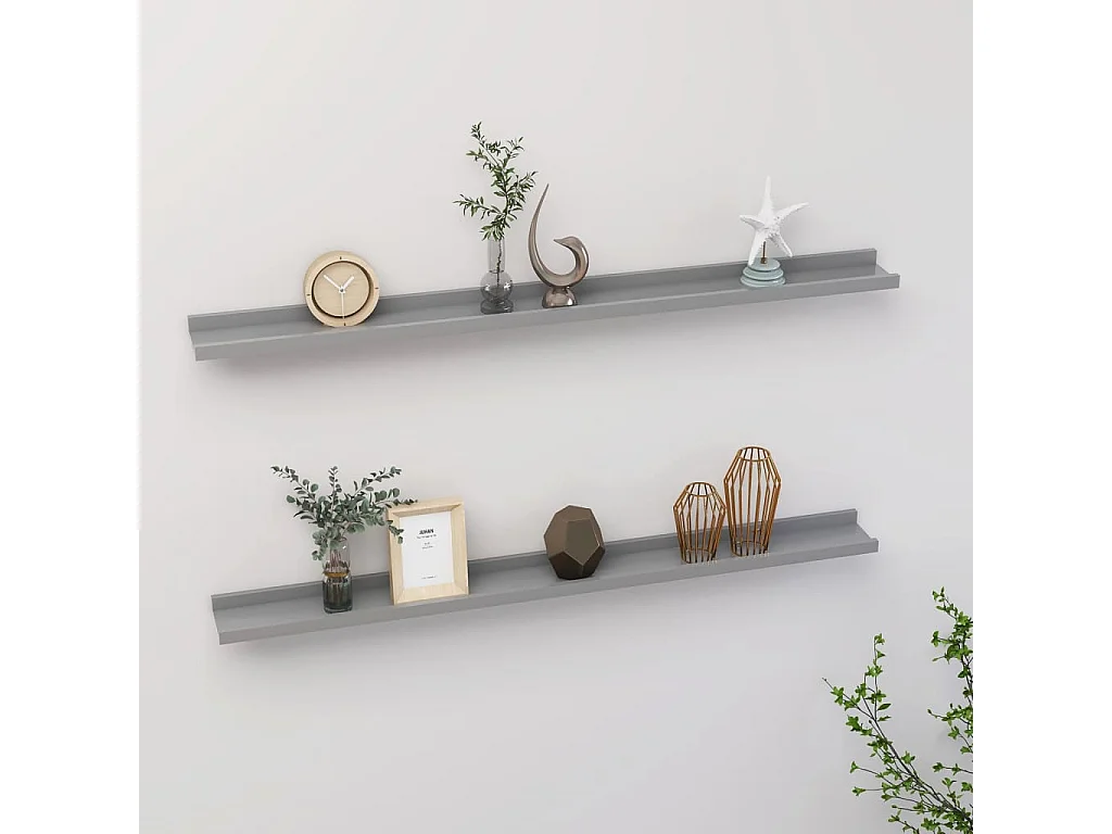 Étagères murales 2 pcs Gris 100x9x3