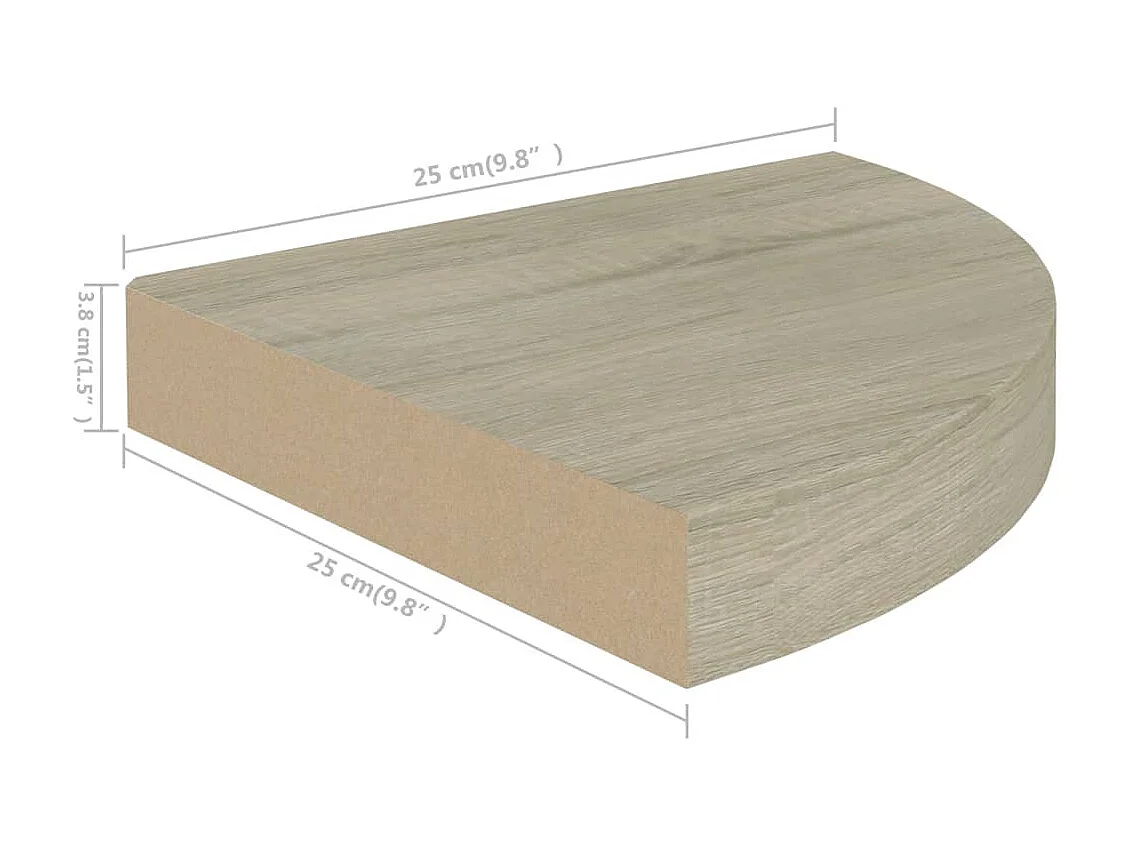 Étagère d'angle flottante Chêne 25x25x3,8 MDF