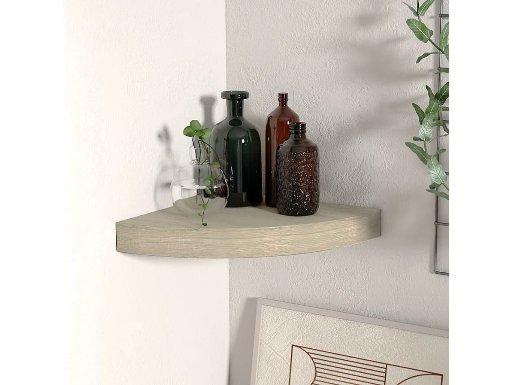 Étagère d'angle flottante Chêne 25x25x3,8 MDF