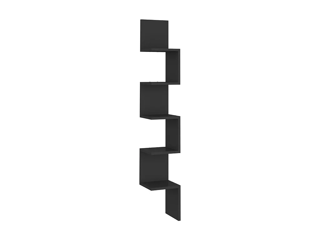 Hoekwandschap 20x20x127,5 cm bewerkt hout zwart