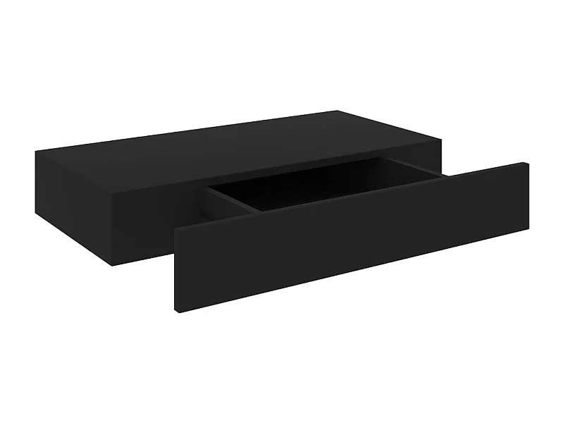 Étagère murale flottante avec tiroir Noir 48x25x8